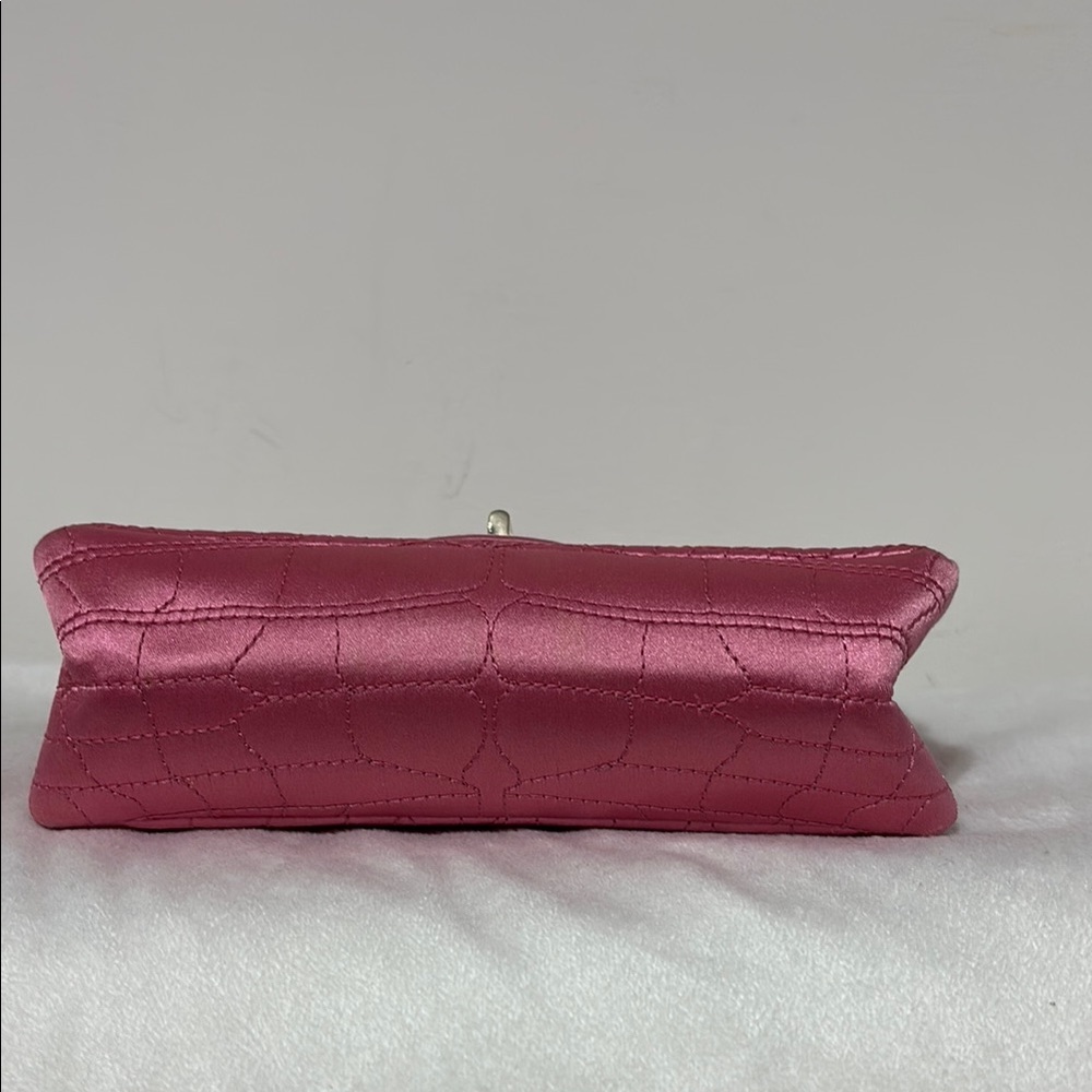 Chanel Authentic Pink Satin Silk Croc Embossed 2.55 Mini Double Flap Bag - Picture 3 of 16